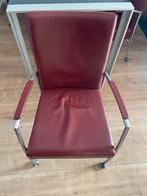 4 Rode Eetkamerstoelen met Wieltjes, Huis en Inrichting, Stoelen, Ophalen, Gebruikt, Vier, Metaal