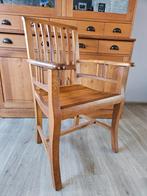 4 stevige houten stoelen met armleuningen, 1 of 2 laden, 25 tot 50 cm, Teakhout, Zo goed als nieuw