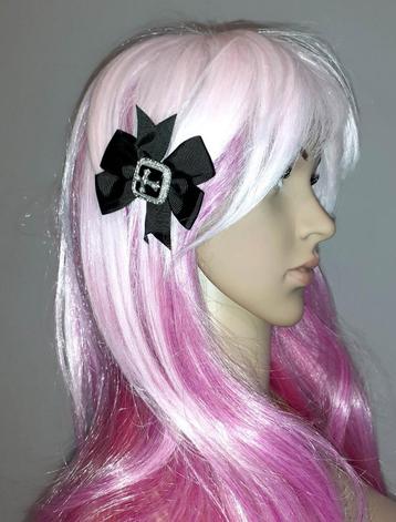 haarspeld gothic lolita strik zwart met zilver kruis beschikbaar voor biedingen