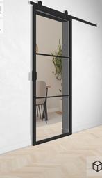 Nieuwe Schuifdeur staal/glas zwart Hoogte 2.10 Breedte 1.20, Binnendeur, Nieuw, Schuifdeur, Glas