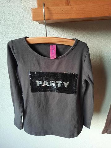Bloem Donkergrijze Pailletten Longsleeve Maat 110-116 beschikbaar voor biedingen