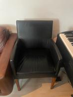 Zwarte leren stoel zo goed als nieuw, Huis en Inrichting, Fauteuils, Ophalen, Minder dan 75 cm, Leer, Zo goed als nieuw