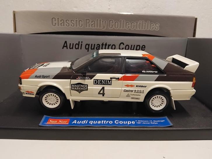 Audi Quattro GT #4 Rally wit 1981 Sun Star metal 1:18 KRD, Hobby en Vrije tijd, Modelauto's | 1:18, Zo goed als nieuw, Auto, Sun Star