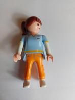 🎄 Playmobil poppetje vrouw oranje broek z.g.a.n., Ophalen of Verzenden, Zo goed als nieuw, Los playmobil