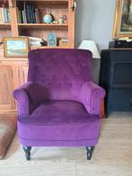 Paarse Velvet Fauteuil, Huis en Inrichting, Fauteuils, Hout, Gebruikt, 75 tot 100 cm, Ophalen of Verzenden