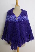 Hand gemaakte paarse poncho/stola/omslagdoek, Verzenden, Zo goed als nieuw, Maat 42/44 (L), Paars