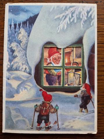 Kabouters, Kerst en Nieuwjaarskaart, 1954 beschikbaar voor biedingen