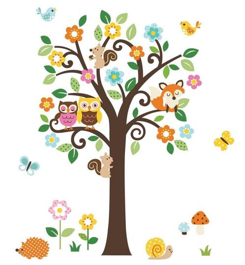 Decoratie Boom muurstickers Woodland - NIEUW - 147 cm hoog, Kinderen en Baby's, Kinderkamer | Inrichting en Decoratie, Nieuw, Wanddecoratie