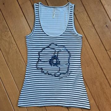 America Today top wit blauw streep bloem pailletten maat L  beschikbaar voor biedingen