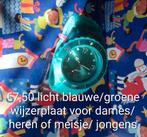 Leuk kinderhorloge - Lichtblauw met groene wijzerplaat, Sieraden, Tassen en Uiterlijk, Horloges | Dames, Overige merken, Kunststof