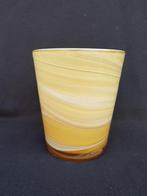 Design vaas - okergeel overlopend naar amber 15,5 cm, Huis en Inrichting, Minder dan 50 cm, Glas, Gebruikt, Verzenden