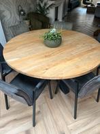 Ronde eiken eettafel 160 cm, Ophalen, 150 tot 200 cm, Rond, Zo goed als nieuw
