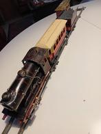 Oude opwindbare trein met wagons en rails, Hobby en Vrije tijd, Ophalen of Verzenden