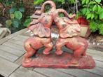 Gr Terracotta Beeld "De Spelende Olifanten" Mooie vormgeving, Antiek en Kunst, Kunst | Beelden en Houtsnijwerken, Ophalen of Verzenden