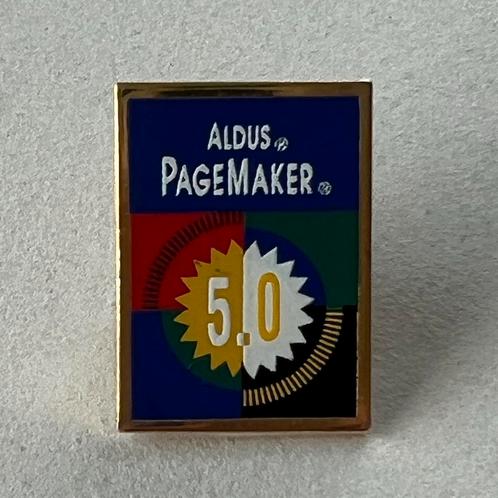 Collectors item 1990s | Aldus Pagemaker 5.0 Pin, Verzamelen, Speldjes, Pins en Buttons, Nieuw, Speldje of Pin, Merk, Ophalen of Verzenden