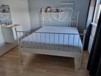 IKEA LEIRVIK Bed 160x200 cm + lattenbodem, matras, Ophalen, Gebruikt, Wit, Romantisch