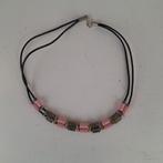 Kinderketting, lichtroze-zwart-zilver-goud, kort, Sieraden, Tassen en Uiterlijk, Kettingen, Ophalen of Verzenden, Zo goed als nieuw