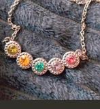 Ketting 5 gekleurde stenen, Verzenden, Nieuw, Zilver, Met hanger