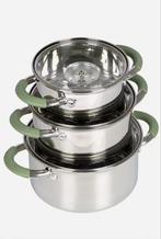 Bo-Camp Pannenset Elan 1 plus 3-Delig RVS, Inductieplaat, Nieuw, Pannenset, Ophalen of Verzenden