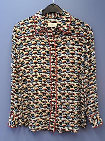 OTTOD'AME creme blouse met eye print rood blauw 36 S 45259