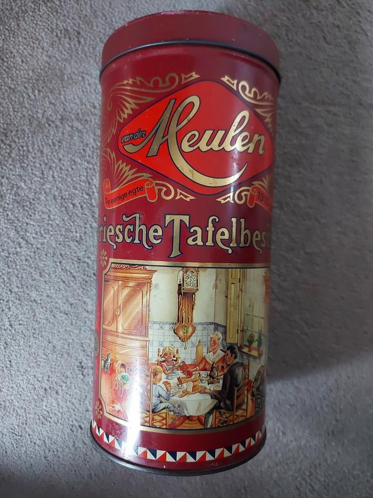 Vintage Van der Meulen blik Friesche Tafelbeschuit 75 jaar, Verzamelen, Ophalen of Verzenden, Gebruikt, Overige
