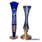 Set van 2 vazen, Blauw, ., Ophalen of Verzenden, Glas