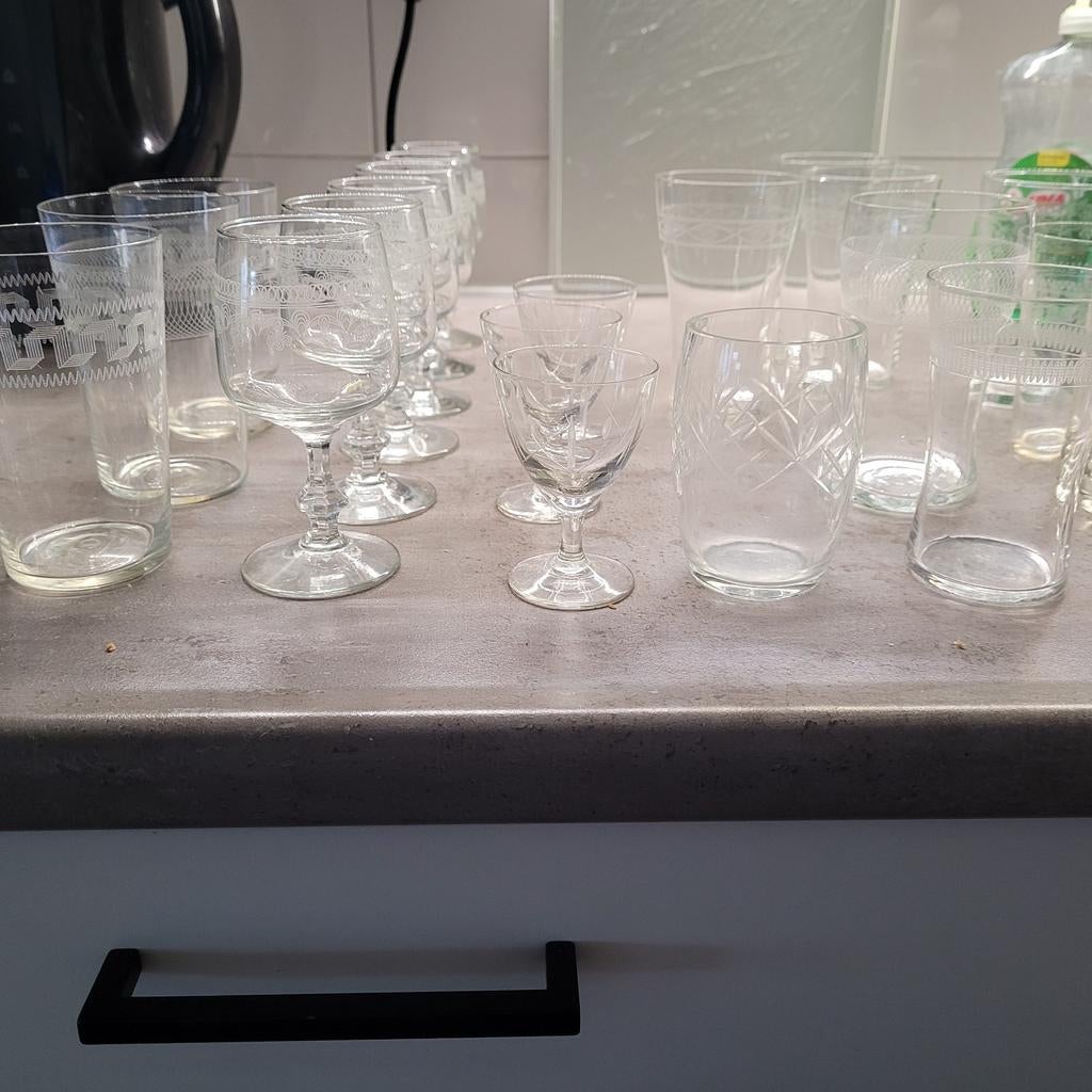 Vintage Glazen Set, Glas of Glazen, Gebruikt, Ophalen of Verzenden, Glas