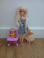Mooie barbie met twee Steffi kindjes en buggy, Kinderen en Baby's, Speelgoed | Poppen, Ophalen, Zo goed als nieuw, Barbie
