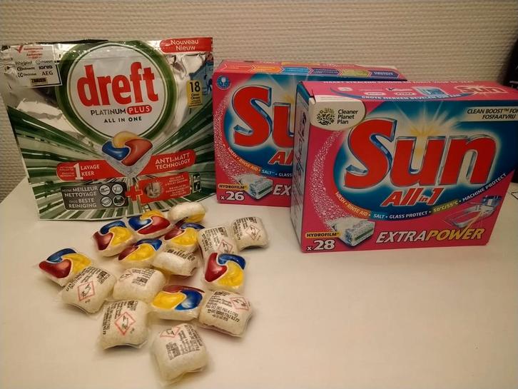 Twee dozen Sun All-in-1 en dreft vaatwastabletten, Witgoed en Apparatuur, Vaatwasmachines, Minder dan 85 cm, Ophalen of Verzenden