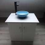 Wastafelmeubel met kraan en blauwe wasbak, Ophalen, Gebruikt, 50 tot 100 cm, Minder dan 100 cm