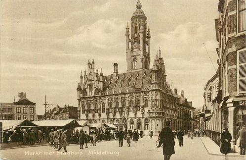 (378-339-025) Middelburg Markt met Stadhuis, Verzamelen, Ansichtkaarten | Nederland, Zeeland, Verzenden