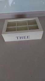 Houten 6 vaks theekist met glazen deksel ., Ophalen of Verzenden