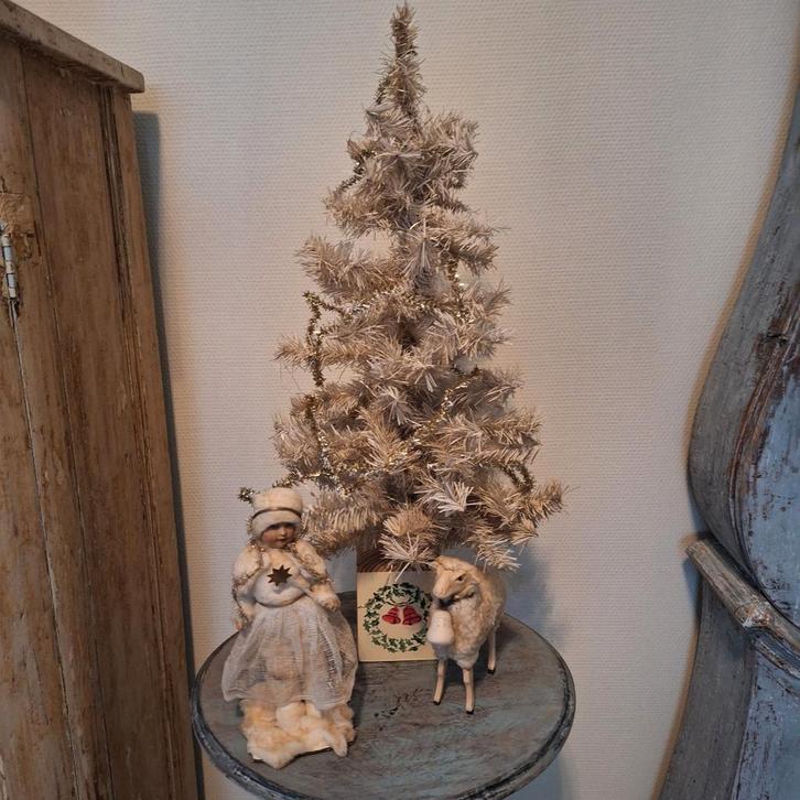 Vintage witte feathertree kerstboompje, Diversen, Kerst, Gebruikt, Ophalen of Verzenden