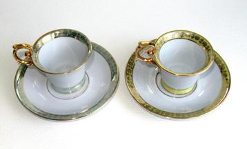 Retro PM Porselein set van twee kopjes met schotels, Germany beschikbaar voor biedingen