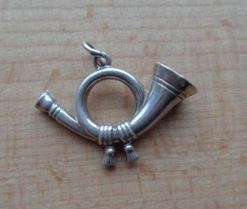 zilveren vintage bedel posthoorn [645] beschikbaar voor biedingen