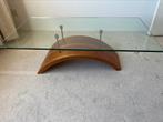 Design salontafel 125c65x38cm met glasplaat, Ophalen, Rechthoekig, 50 tot 100 cm, Minder dan 50 cm