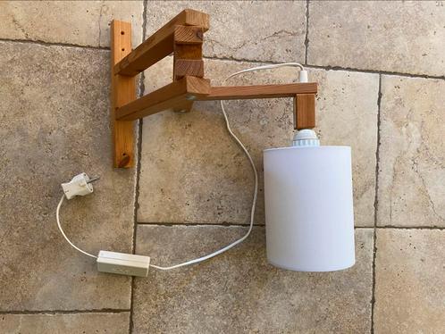Dexter houten knikarmlamp, Huis en Inrichting, Lampen | Wandlampen, Gebruikt, Hout, Ophalen of Verzenden