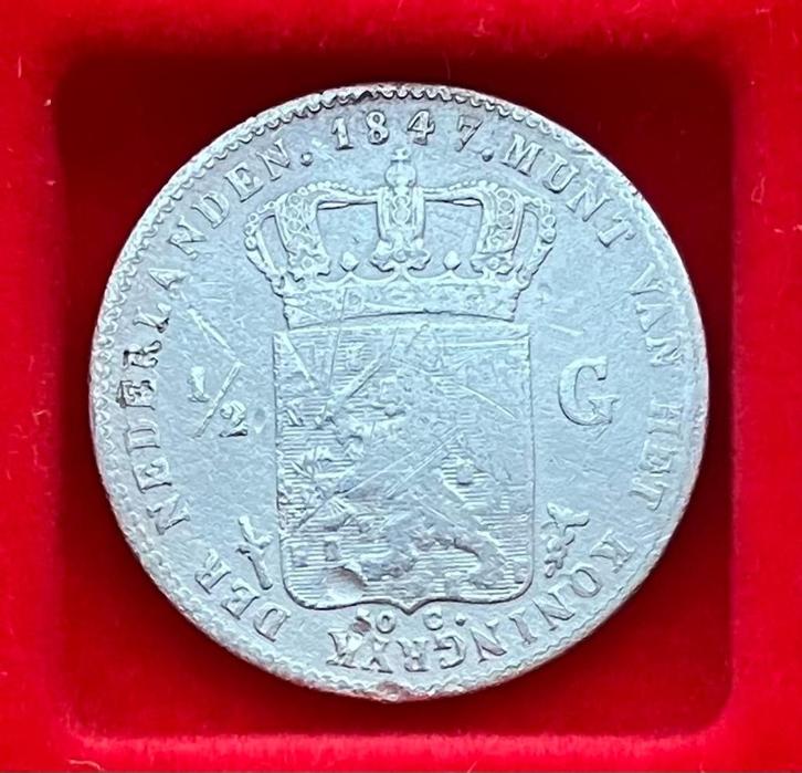 ZIE OMSCHRIJVING halve gulden Willem II en Willem III, Postzegels en Munten, Munten | Nederland, Losse munt, ½ gulden, Koning Willem III