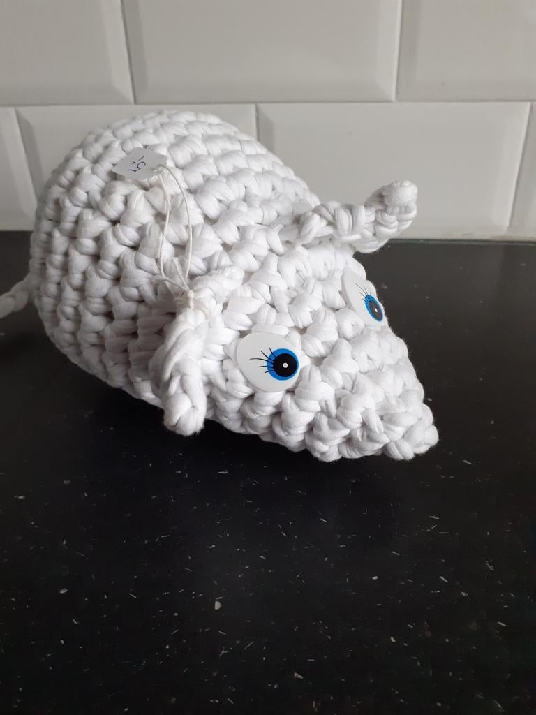 Gehaakte wasbare muis van textielgaren. Wit., Ophalen of Verzenden, Nieuw, Overige typen