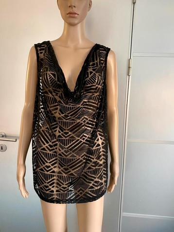 H403 Apart top maat 44=L blouse tuniek topje zwart beschikbaar voor biedingen