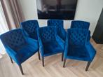 Eetkamerstoel armstoel 'steven' 6x blauw, Ophalen, Blauw, Stof, Vijf, Zes of meer stoelen