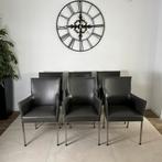 6x Bert Plantagie eetkamerstoelen/ Leder - RVS / Prima staat, Gebruikt, Verzenden, ., Leer