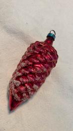 Vintage antieke kerstbal, dennenappel rood, Diversen, Kerst, Ophalen of Verzenden, Zo goed als nieuw