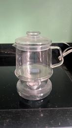 Glazen theepot met waxinelichtje/ warmhouder, Ophalen of Verzenden, Zo goed als nieuw, Glas, Pot, Bus of Blik