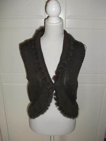Jensen nieuw taupe bruin kort mouwloos fake fur vest, maat S beschikbaar voor biedingen
