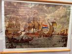 Historische schoolplaat Vloot voor Amsterdam 1665, Ophalen of Verzenden, Geschiedenis