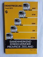 ZEELAND - SW-RTM-AMZ-ZVTM-SBM DIENSTREGELING 3 JUNI 1973, Ophalen of Verzenden, Gebruikt, Bus of Metro, Boek of Tijdschrift