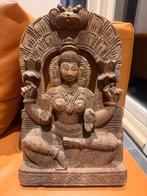 Saraswati hindoe godin houtsnijwerk beeld handwerk 31,5 cm, Antiek en Kunst, Ophalen of Verzenden