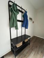 Kapstok met bank, zwart, 193x37x90 cm, Huis en Inrichting, Woonaccessoires | Kapstokken, Ophalen, Zo goed als nieuw, Metaal, Staande kapstok