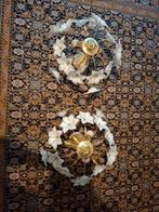 2 prachtige vintage murano lampen bloemen wit en goud, Ophalen
